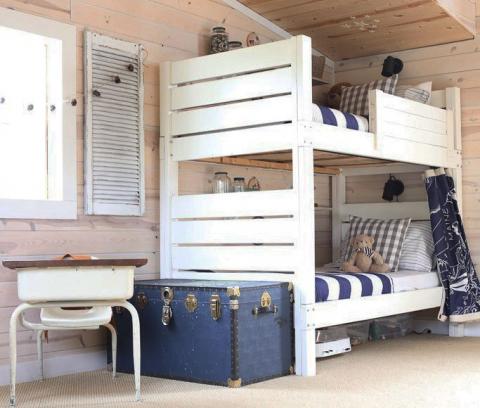 modern white bunk bed