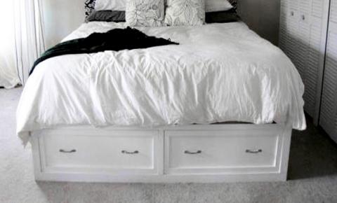 white platform bed with drawers queen