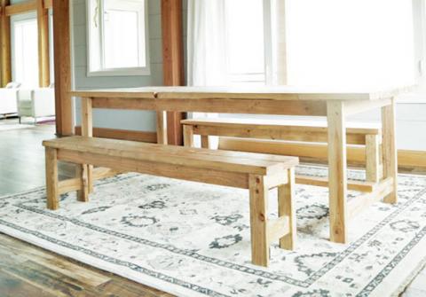 white table and bench