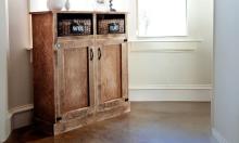 tall open shelf console table