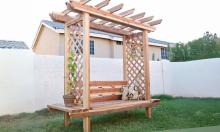 outdoor bench with arbor