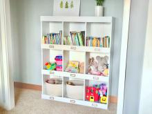 white cubby bookshelf toy storage