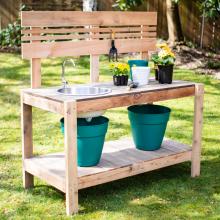 DIY potting bench with sink