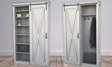 free woodworking plan barn door mudroom cabinet