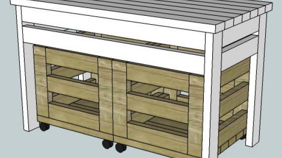 2x4 Storage Table & Bins