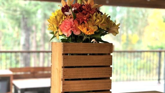 wood crate vase for jar