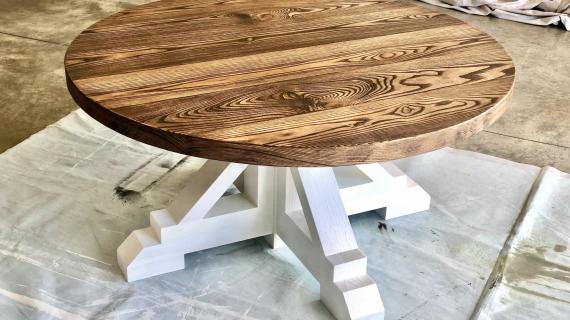 ana white round farmhouse table