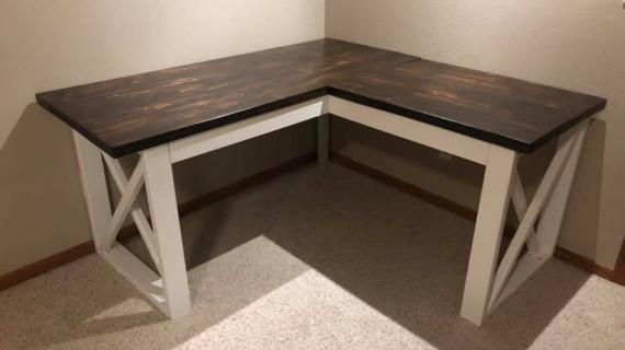 L shaped deals double x desk