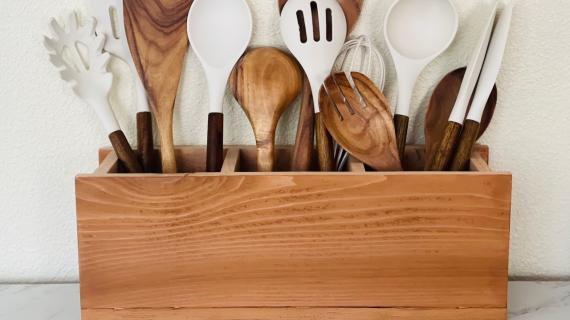 wood utensil caddy holder free plans woodworking