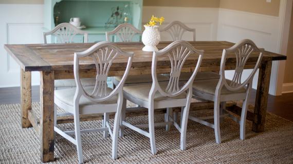 farmhouse table with chairs