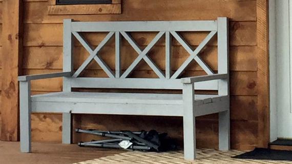 front porch bench rustic x design easy to build