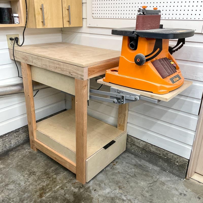 tool stand with benchtop sander